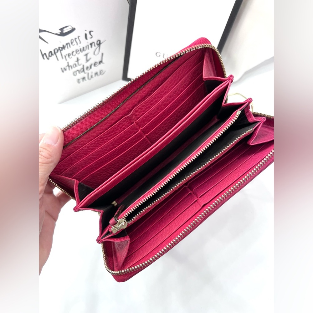 Gucci Pink Leather Soho Interlocking GG Logo Zip Around Wallet w/COA - Picture 15 of 17